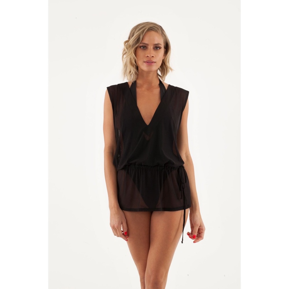 Mint Swim Beach Tunic Coverup Black - Large - NWOT